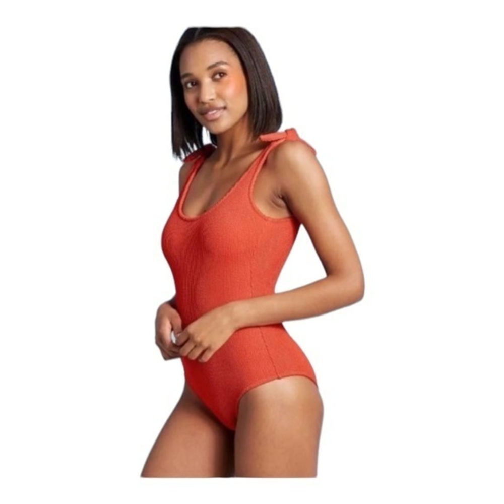 Kona Sol One Piece Textured Swimsuit Rust NWT Medium